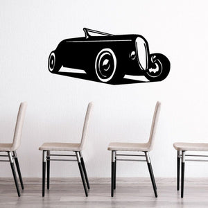 Classic Ford convertible decal: black car silhouette with white outline