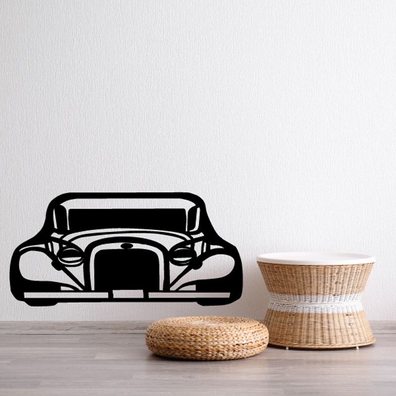 Classic Ford car front decal, black line art on white backing