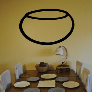 Simple clay pot outline decal in black, with oval rim and curved body