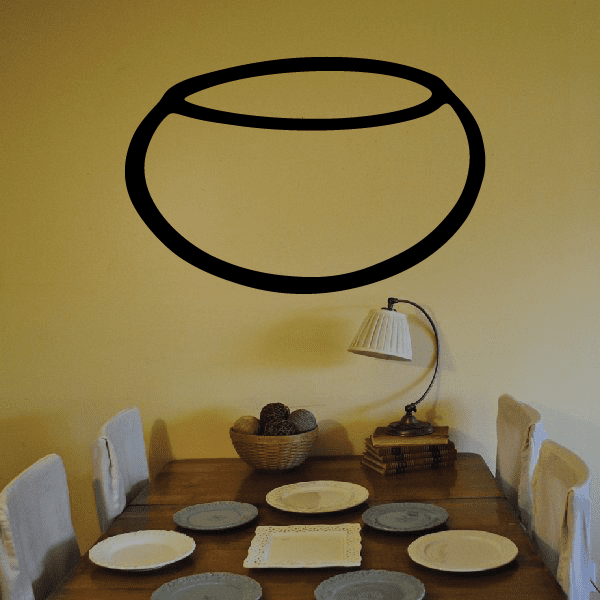 Simple clay pot outline decal in black, with oval rim and curved body