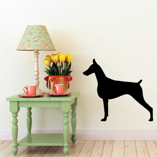 Doberman Pinscher decal with black dog silhouette