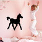 Black pony wall decal silhouette, simple fancy style