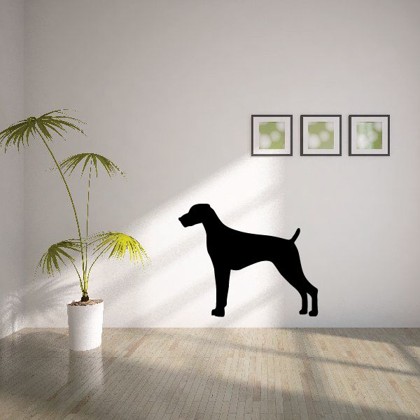 German Shorthaired Pointer decal, black dog silhouette standing with tail up