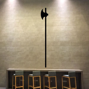 Black halberd battle axe wall decal, featuring an axe head on a long handle