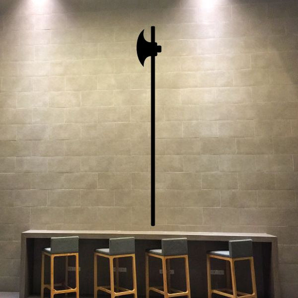 Black halberd battle axe wall decal, featuring an axe head on a long handle