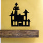 Haunted house wall decal with black silhouette of castle and tower