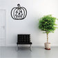 Jack-o-lantern outline decal, black pumpkin with carved grin and stem