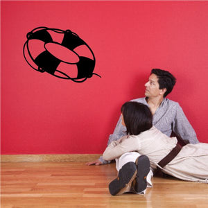 Lifebuoy graphic decal with a dark ring and lighter center stripes