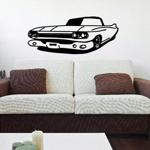 Lowrider car decal with simple black outline illustration