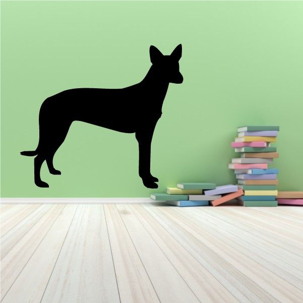 Pharaoh hound decal, black dog silhouette in profile