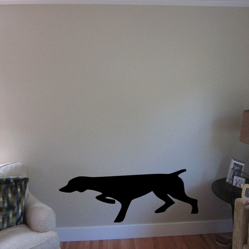 Black pointing hunting dog silhouette decal