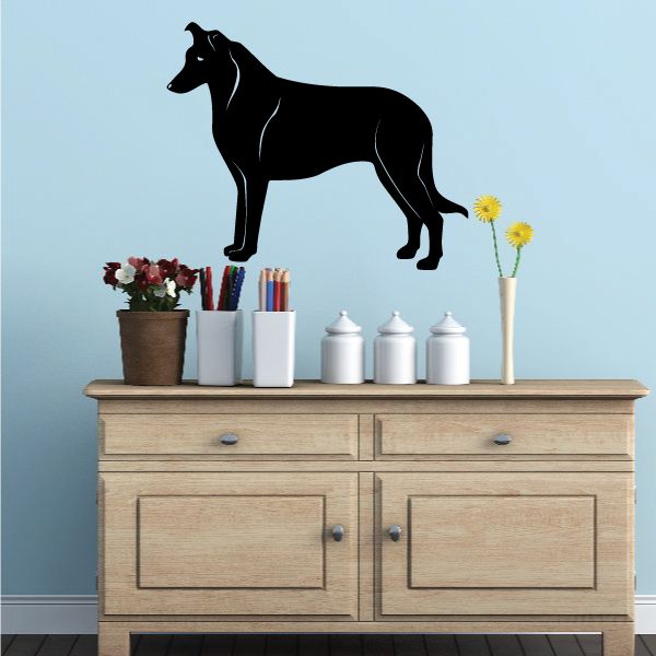 Black rough collie dog wall decal silhouette in standing profile