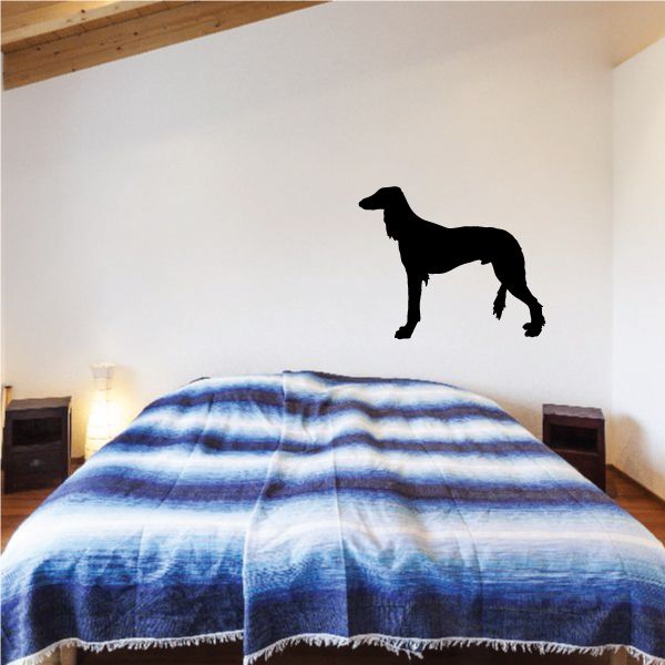 Black Saluki dog silhouette decal
