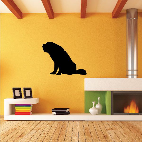 Sitting Saint Bernard dog decal, black silhouette