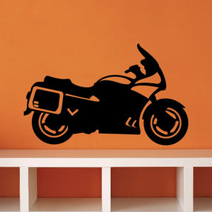 Sport touring bike decal with black motorcycle side silhouette