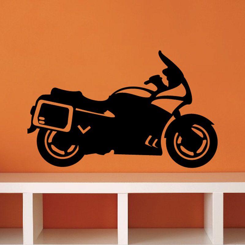 Sport touring bike decal with black motorcycle side silhouette