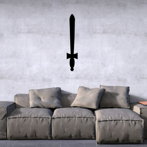 Black sword wall decal with a vertical blade and crossguard silhouette