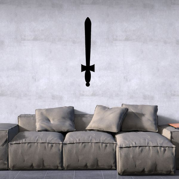 Black sword wall decal with a vertical blade and crossguard silhouette
