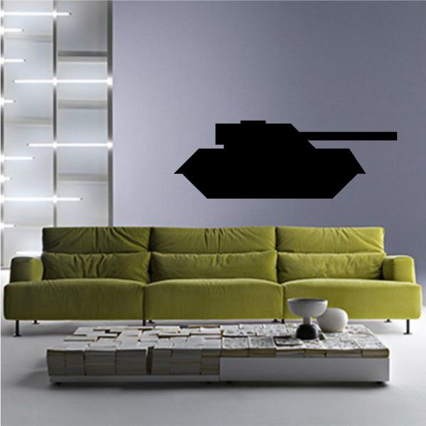 Black tank silhouette decal with simple side profile