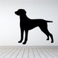 Black Weimaraner dog decal with standing side silhouette, simple outline.