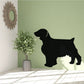 Black Welsh Springer Spaniel wall decal silhouette, simple dog profile.