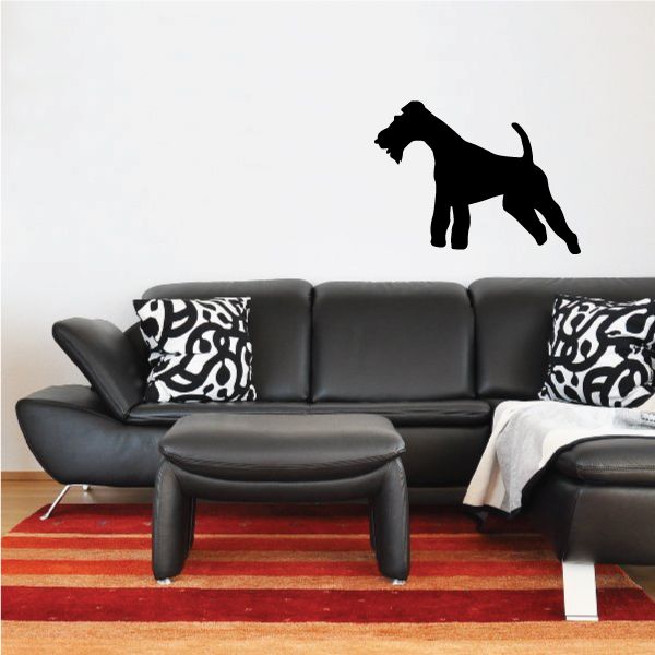 Wire Fox Terrier decal, black silhouette of a sitting dog on a wall