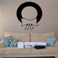 Wreath with bow wall decal, black circular wreath with bow and ribbon tails