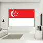 Rectangular Singapore flag sticker with red top, white crescent and five stars