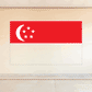 Rectangular Singapore flag sticker with red top, white crescent and five stars