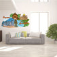 Singapore skyline wall sticker with colorful buildings and harbor bay illustration