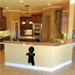 Gingerbread man wall decal silhouette in black with stitched details and buttons