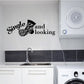 Laundry wall decal with black Single and looking lettering and zebra circle