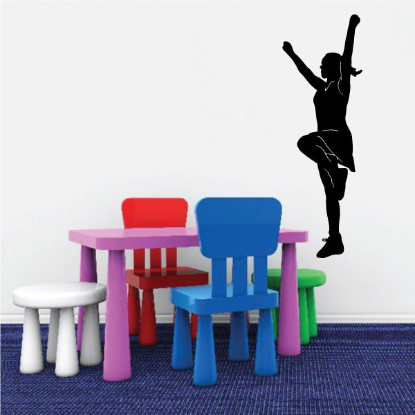 Cheerleader liberty pose decal with black silhouette