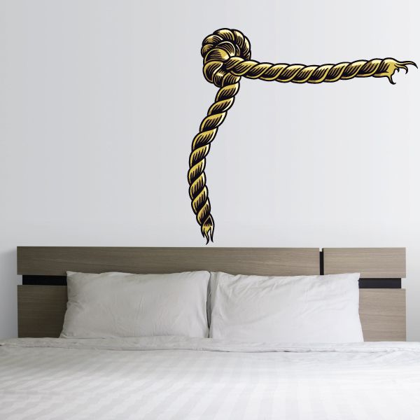 Single knot rope wall sticker with gold braided rope knot design