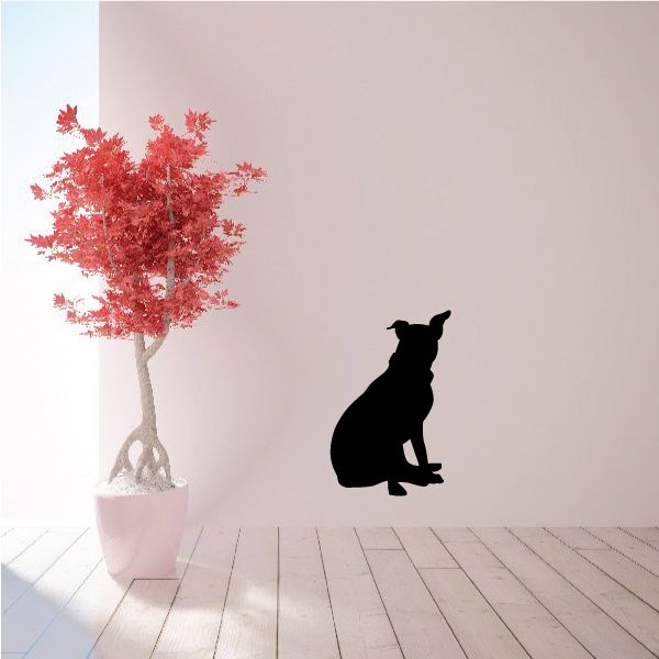 Sitting American Staffordshire Terrier decal, black dog silhouette