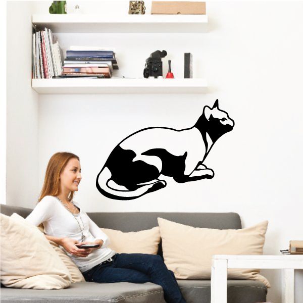 Image of Sitting and Staring Cat Decal