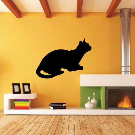 Image of Sitting and Staring Cat Silhouette Decal