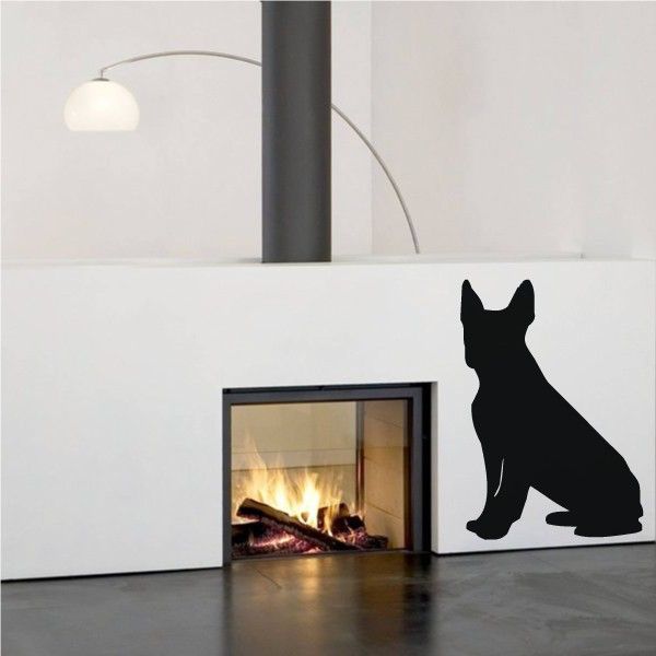 Sitting dog silhouette wall decal, black terrier shape