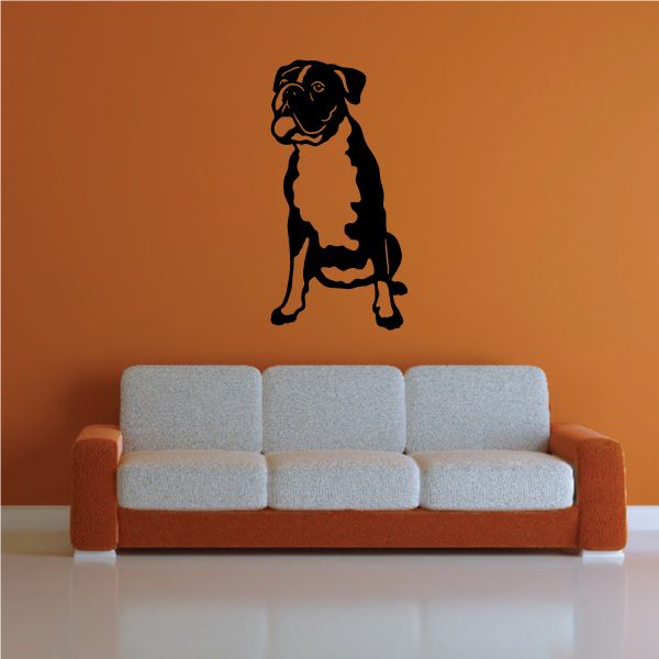 Sitting boxer dog decal with black silhouette