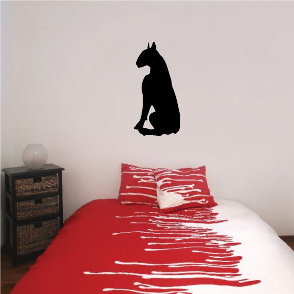 Sitting Bull terrier decal, black sitting dog silhouette