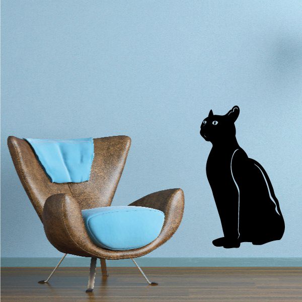 Image of Sitting Cat Staring Out Decal