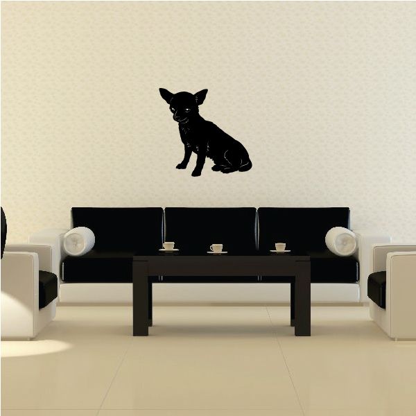 Sitting Chihuahua decal, black sitting dog silhouette