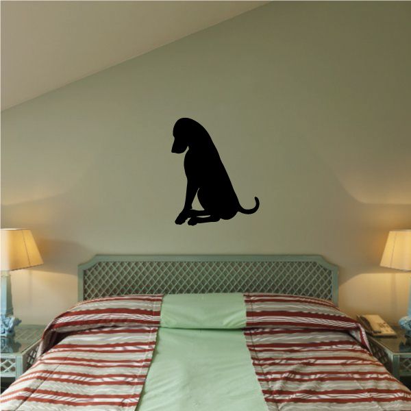 Sitting dog decal silhouette, black, wall sticker.