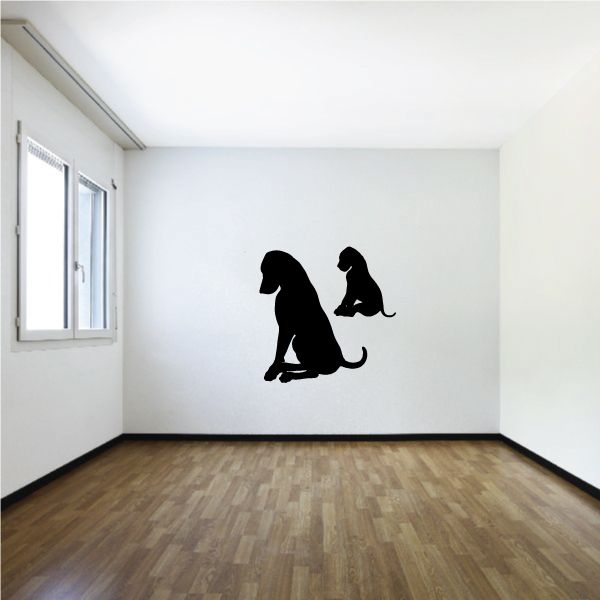 Sitting dogs wall decal with two black dog silhouettes