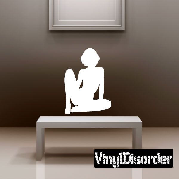 White sitting woman silhouette wall decal