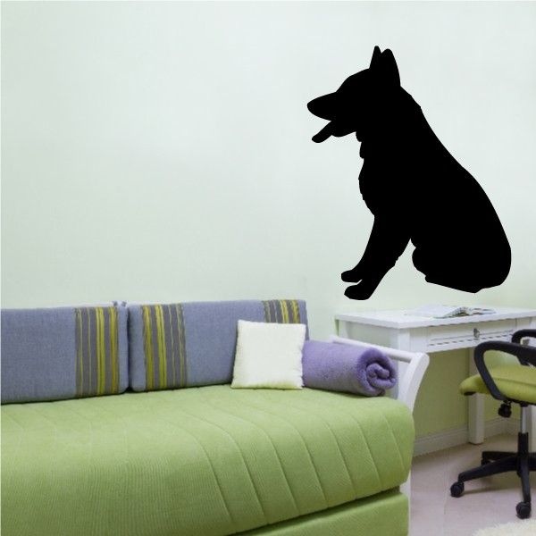 Sitting German Shepherd decal with black sitting dog silhouette
