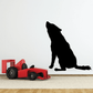 Sitting howling wolf decal, black silhouette