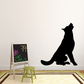 Black sitting howling wolf silhouette decal sticker