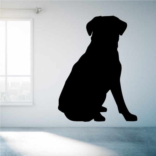 Sitting Labrador Retriever decal, black silhouette of dog sitting posture