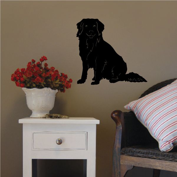 Black sitting retriever dog decal silhouette